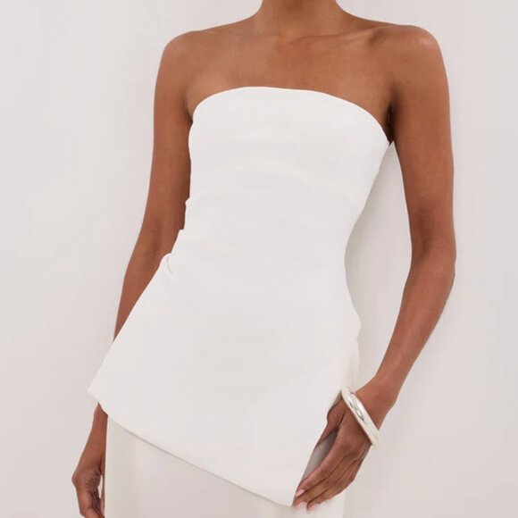 Off White Longline Bandeau Top - Picture 2 of 6